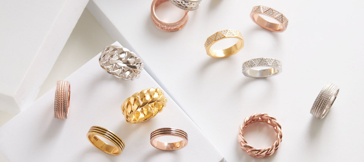 Men's 18K Gold-Plated Silver Rings
